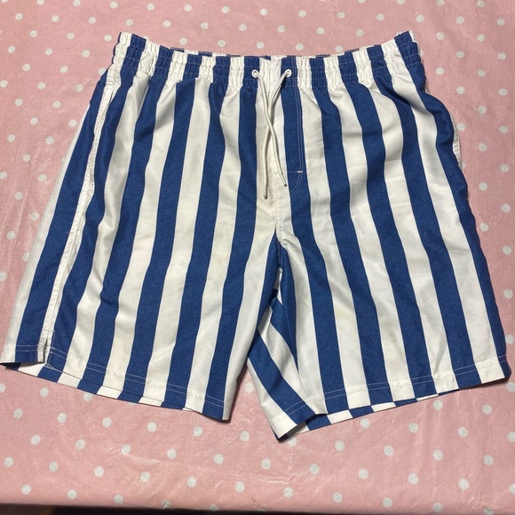 Old Navy Blue and White Striped Swim Shorts - Picture 1 of 3